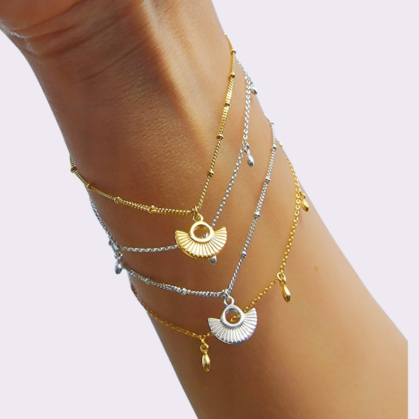 Bracelet à breloques en argent Chaîne grain de riz