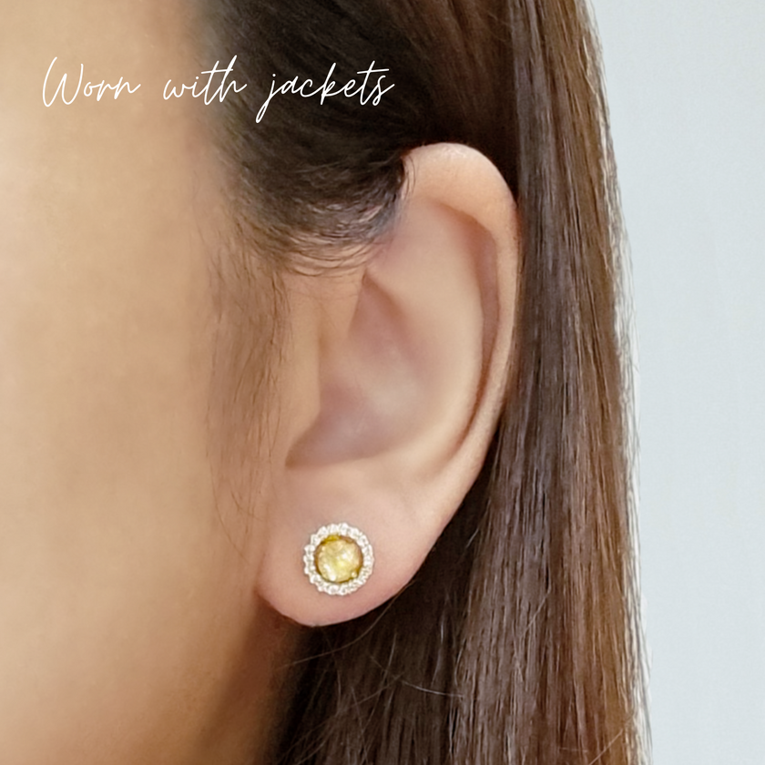 Citrine Halo Stud Earrings with Jackets in Sterling Silver