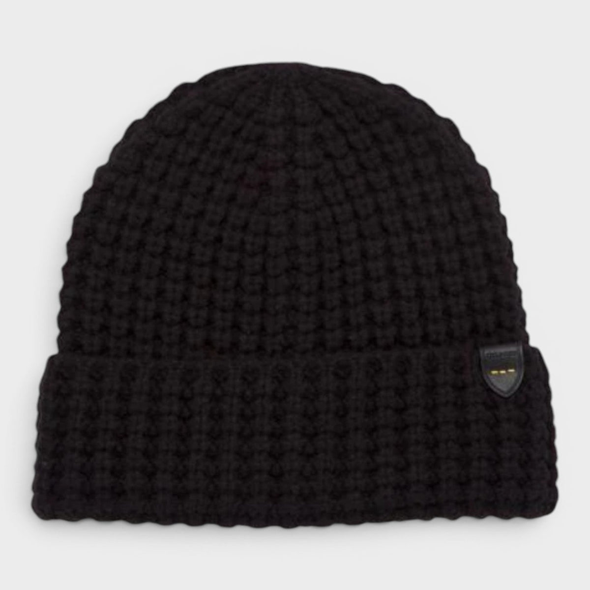 Waffle Knit Beanie Hat Black