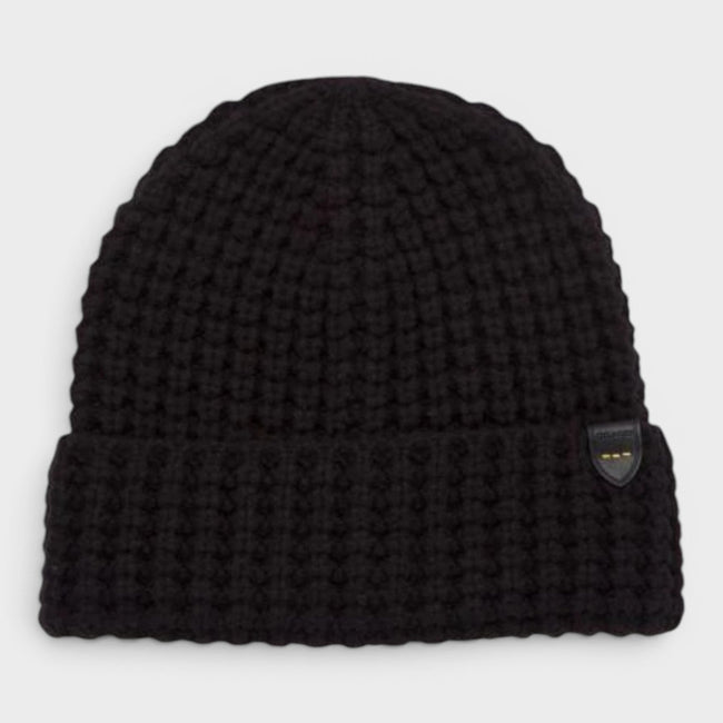 Waffle Knit Beanie Hat Black