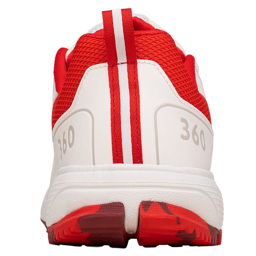 Newbery 360 Cricket-Schuh - Weiß & Rot Noppen