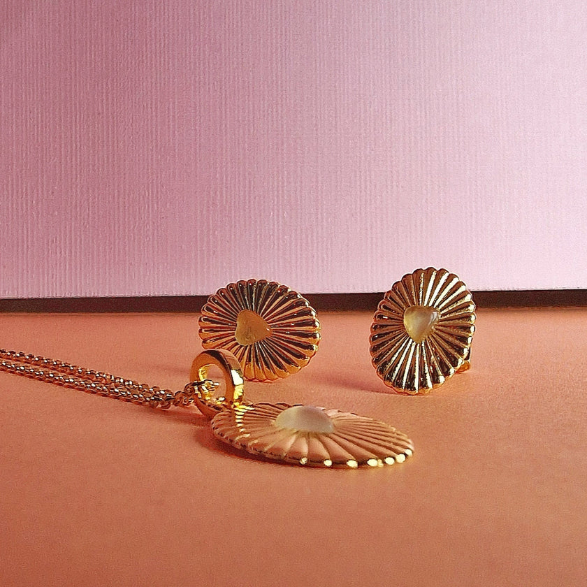Gold Celeste Moonstone Heart Necklace