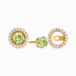 Puces d'oreilles clous Péridot avec halo et serties sur monture en vermeil 18 carats
