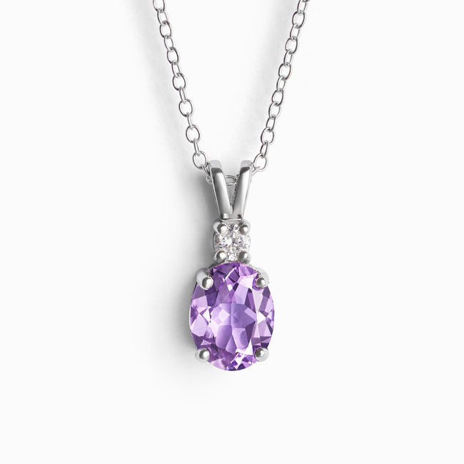 Lavender Amethyst Pendant Necklace in Sterling Silver