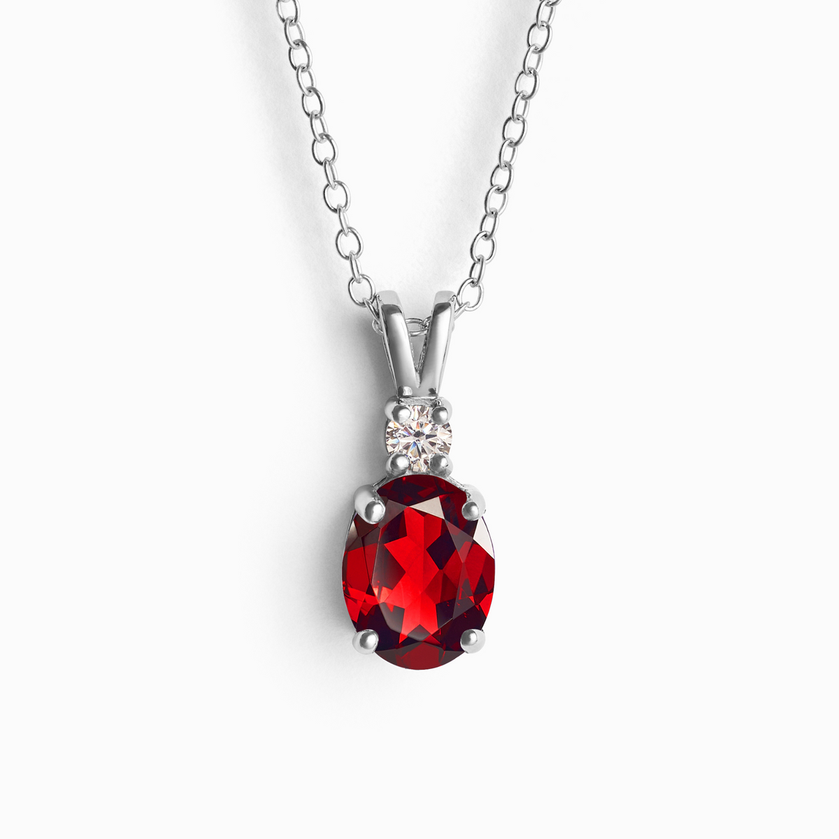 Granat-Halskette aus Sterlingsilber