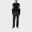 Ringer Embroidered Cotton Sweatshirt Black
