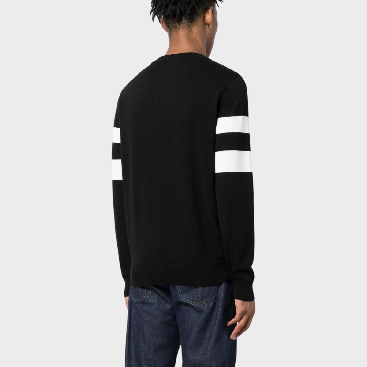 Ringer Embroidered Cotton Sweatshirt Black