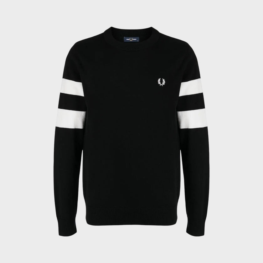 Ringer Embroidered Cotton Sweatshirt Black