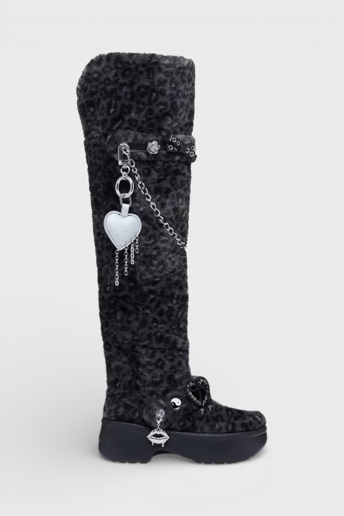Crocs Classic Unfurgettable Knee High Boot Black Leopard
