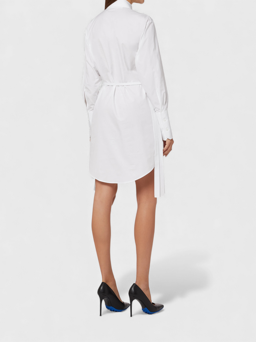 Off-White Plisse Script Logo Poplin Shirt Dress White
