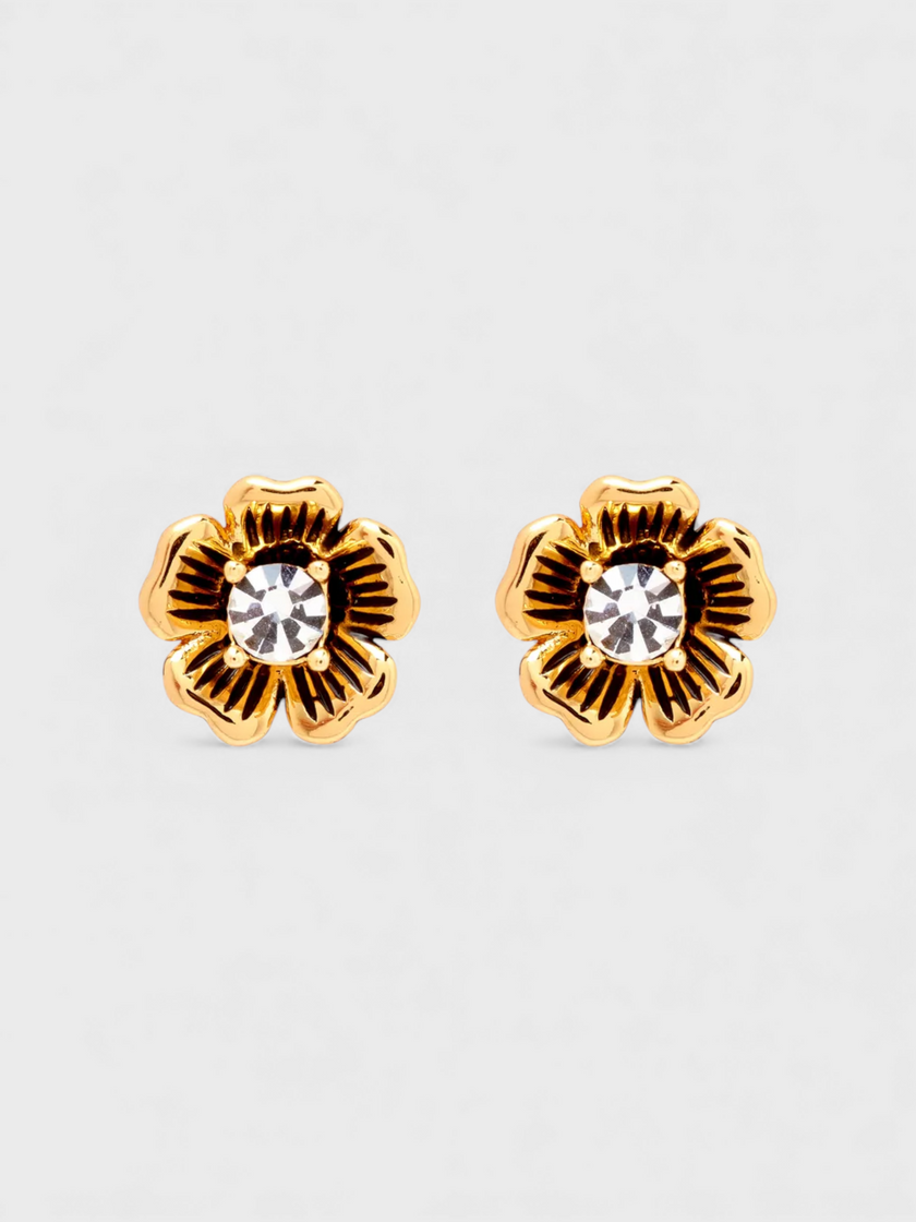 Coach Signature Tea Rose Stud Earrings Metal
