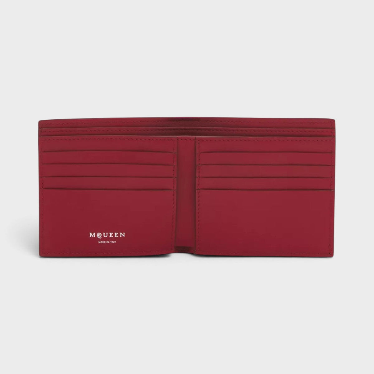 Logo Bi-fold Wallet Crackled Leather Cranberry Red