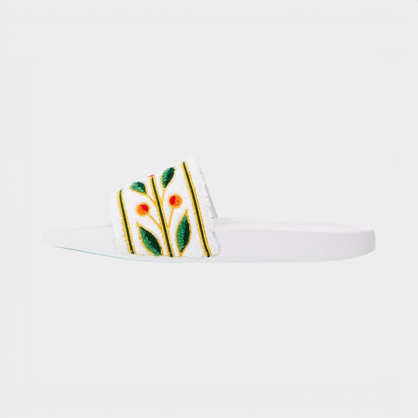 Embroidered Terry Slider White