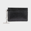 Sling Logo Card Holder Crackled Leather Black