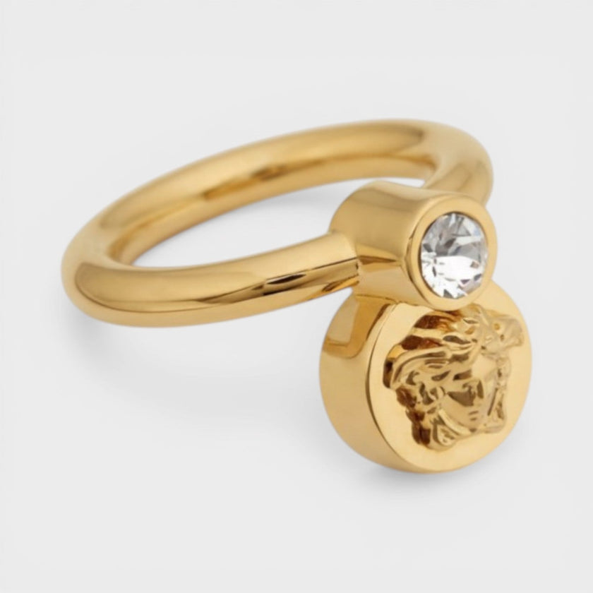 Medusa Head Ring Metal Strass