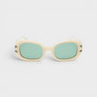 Acetate Metal Oval Sunglasses Laurel Detail Cream Gold Laurel Green