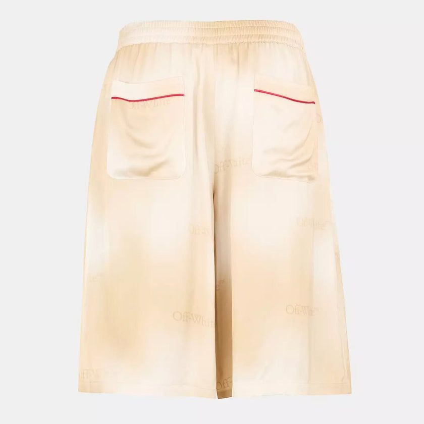 Baggy Gradient Logo Shorts Beige