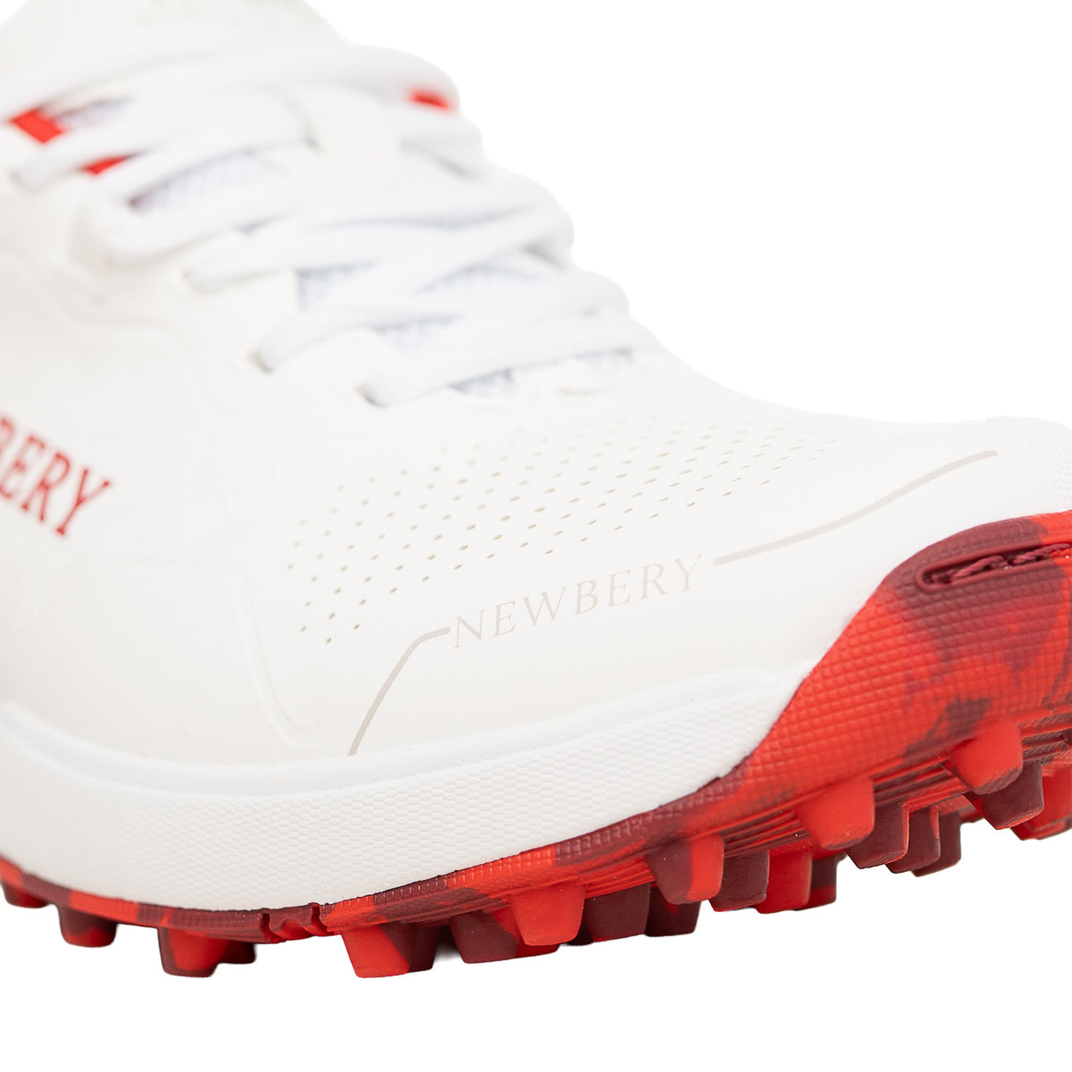 Newbery 360 Cricket-Schuh - Weiß & Rot Noppen