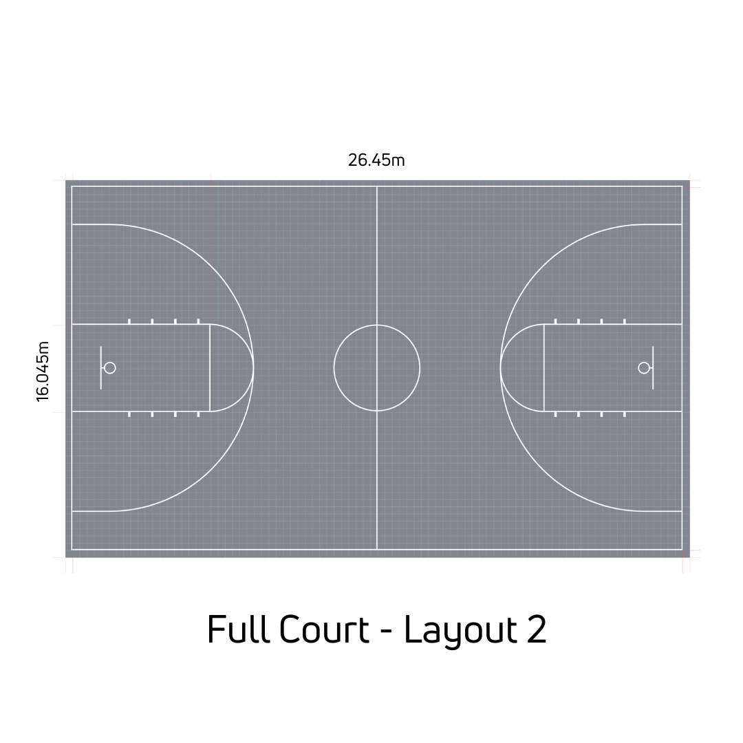 Basketballplatzsystem – Komplettes Spielfeld | Inklusive Spielfeldmarkierungen