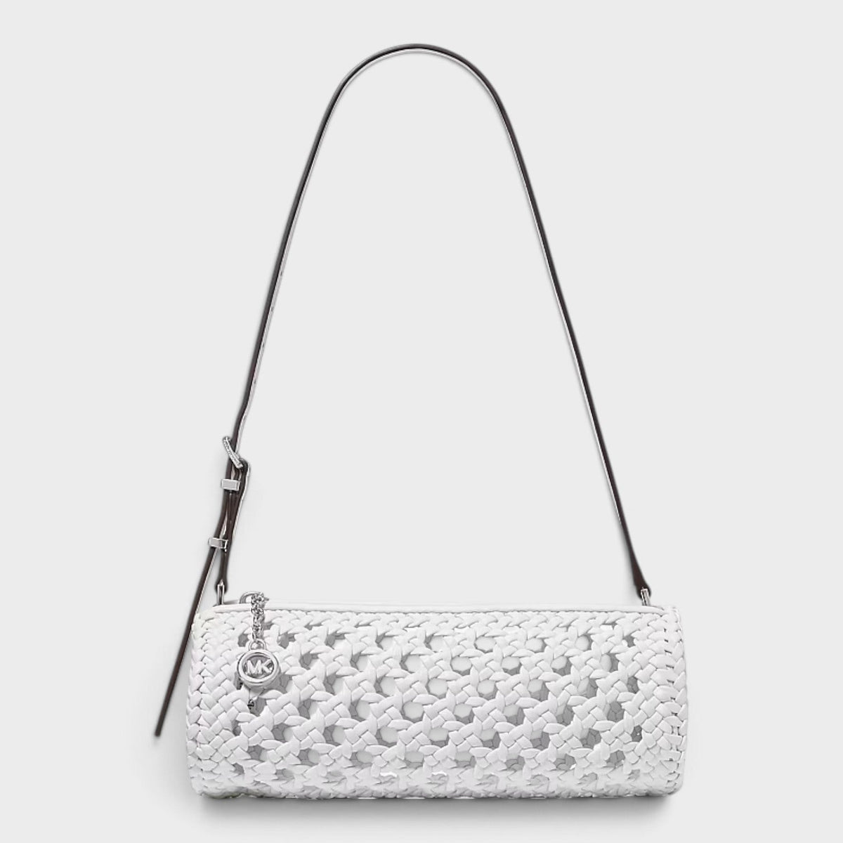 Izzy Small Crocheted Barrel Pochette Optic White