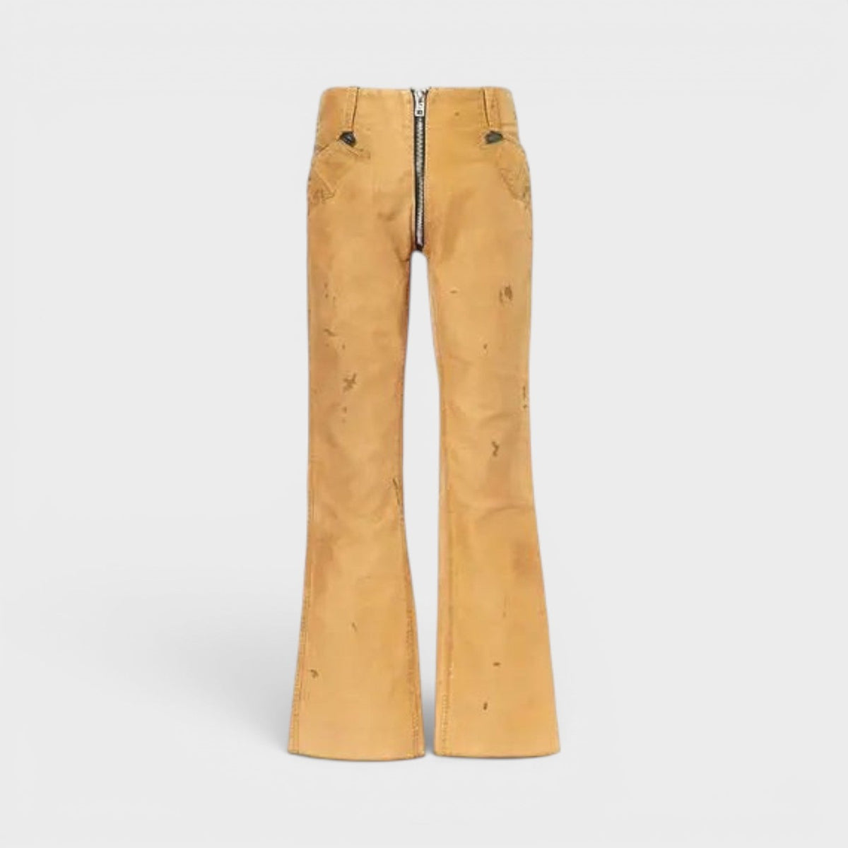 Broadway Paint Splatter Slim Fit Jeans Tan Brown