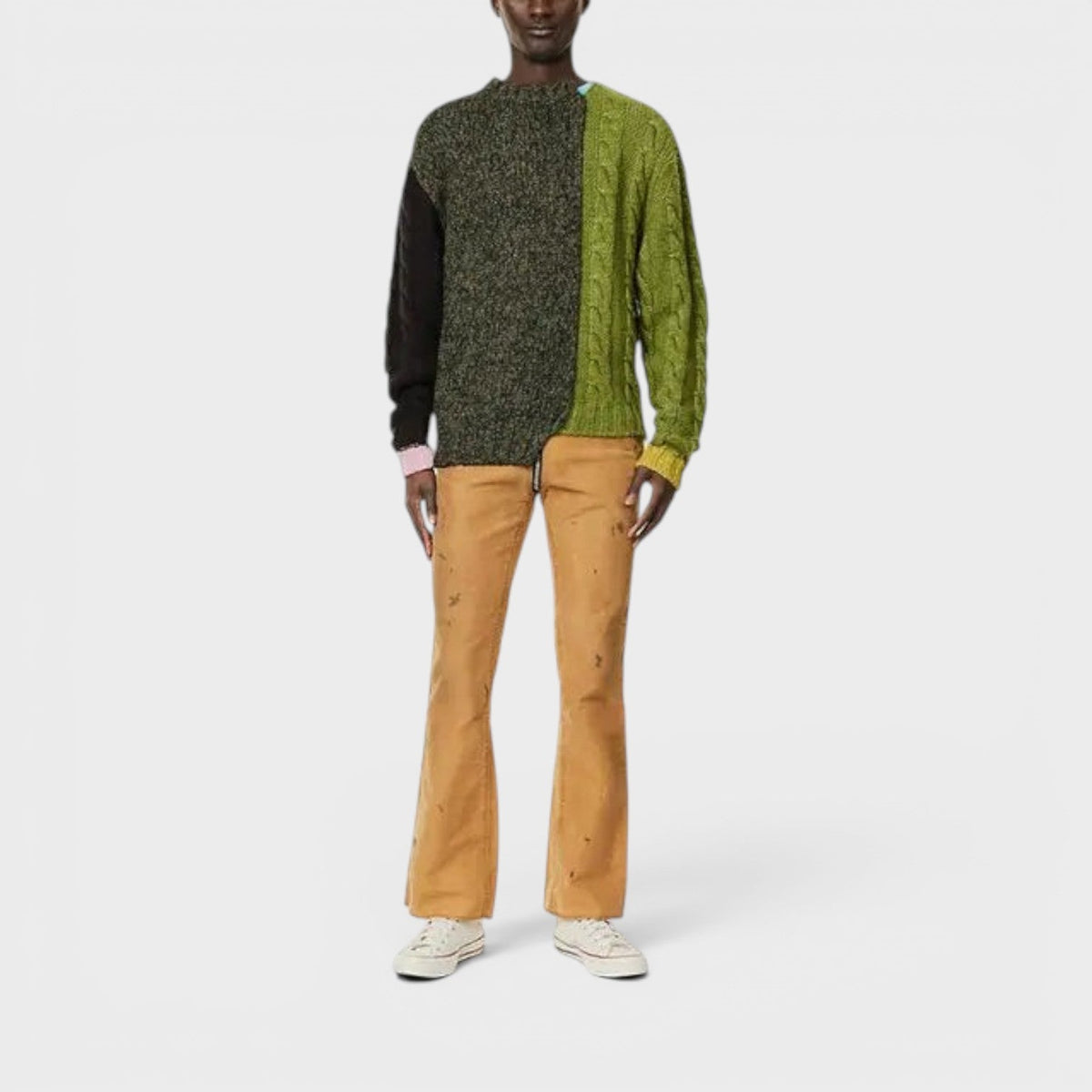 Broadway Paint Splatter Slim Fit Jeans Tan Brown