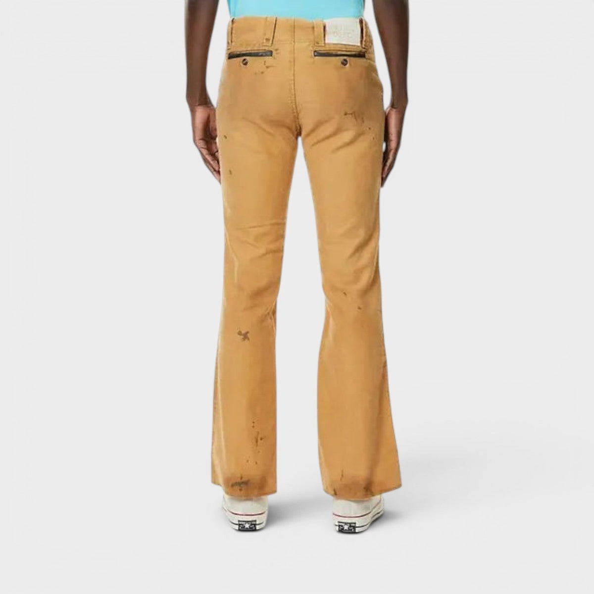 Broadway Paint Splatter Slim Fit Jeans Tan Brown
