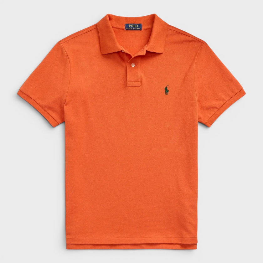 Polo Short Sleeve Logo Shirt Classic Fit Orange Green