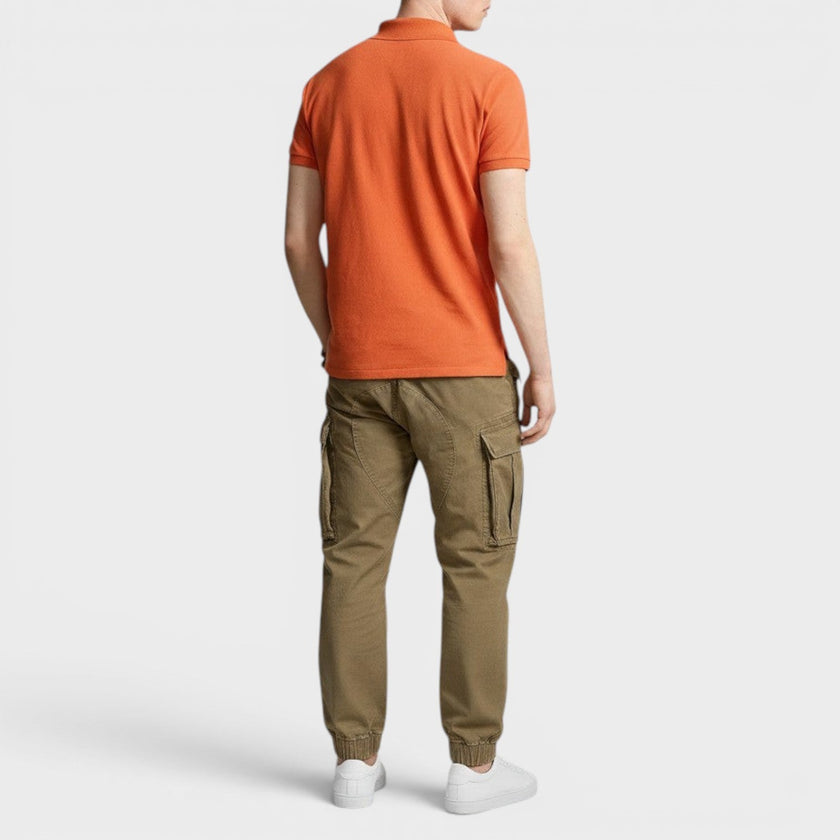 Polo Short Sleeve Logo Shirt Classic Fit Orange Green