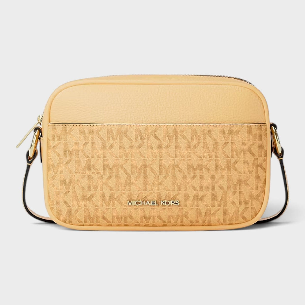 Jet Set Small Signature Logo Camera Crossbody Bag Honey Wheat