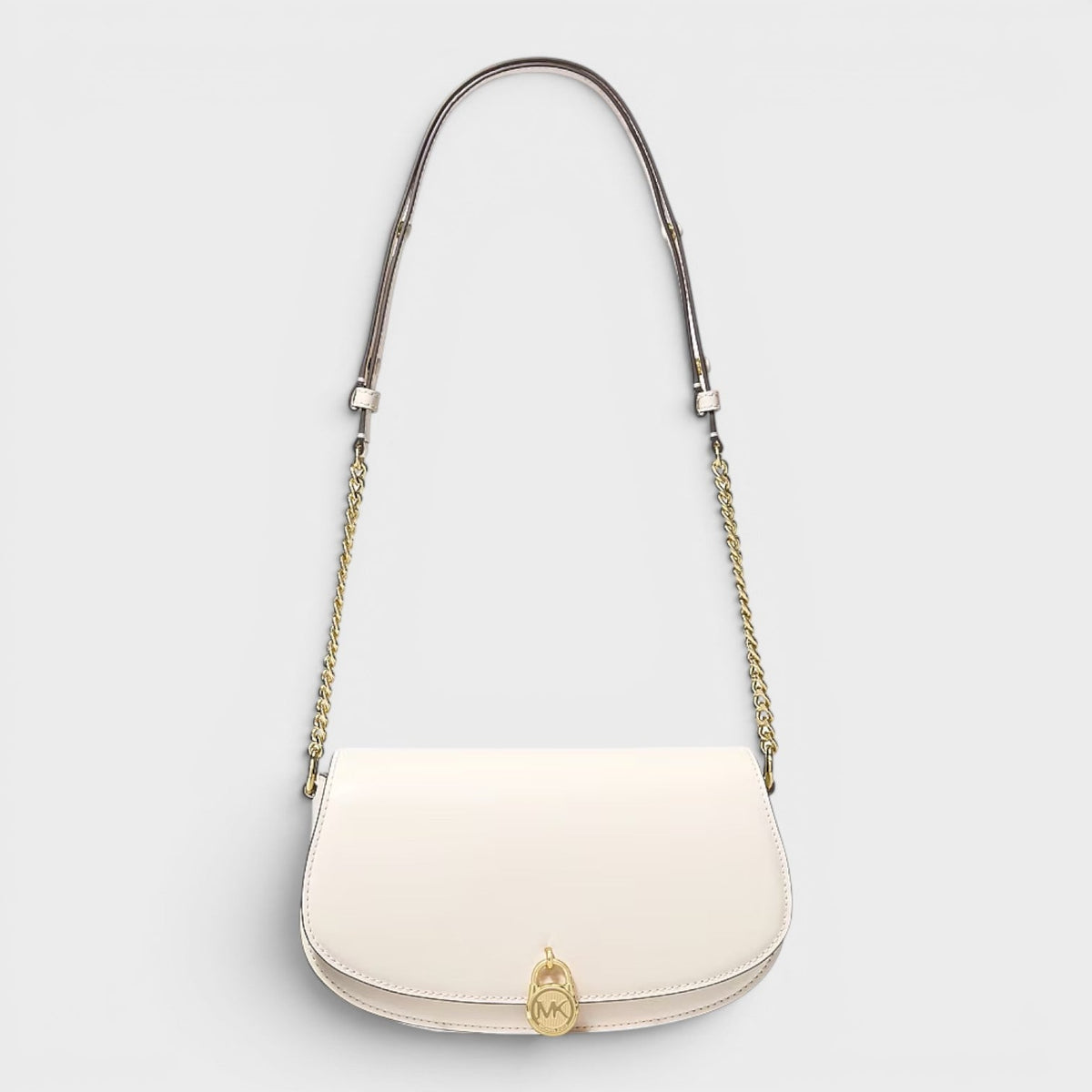 Mila Medium Leather Messenger Bag Cream