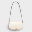 Mila Medium Leather Messenger Bag Cream