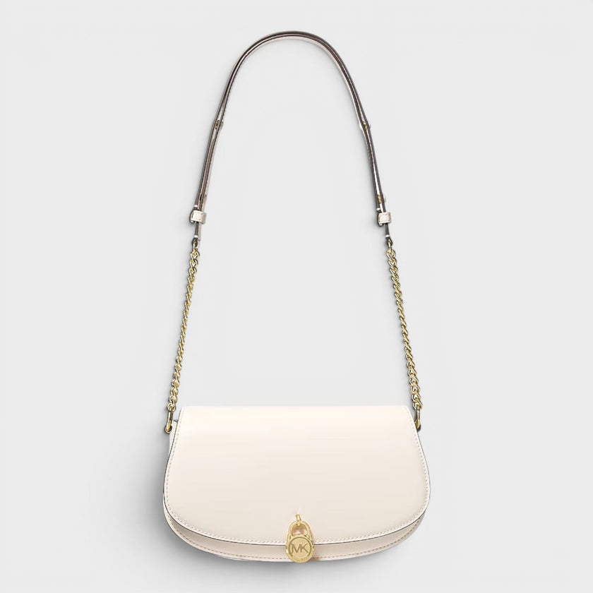 Mila Medium Leather Messenger Bag Cream