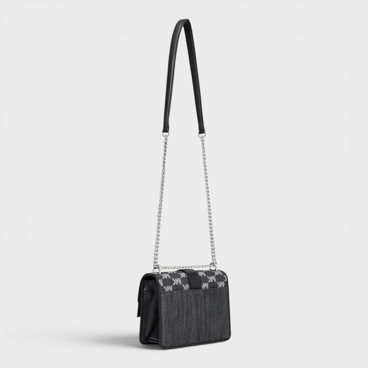 Greenwich Small Logo Jacquard Denim Crossbody Bag Black Noir