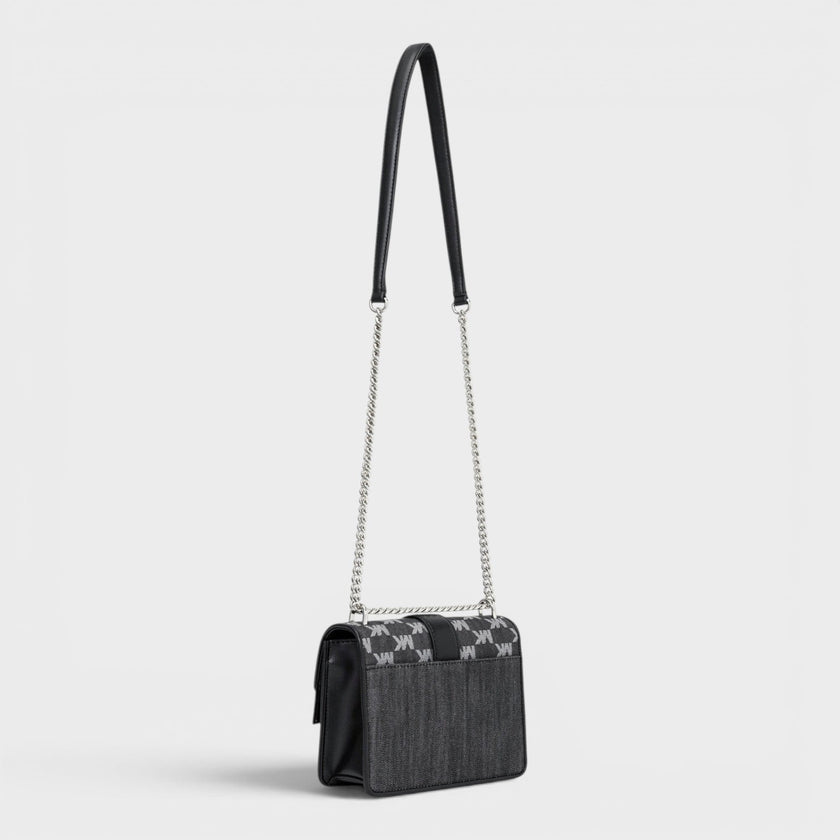 Greenwich Small Logo Jacquard Denim Crossbody Bag Black Noir