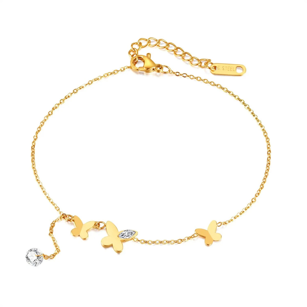 Cavigliera a farfalla Kellie Luxe placcata in oro 18k