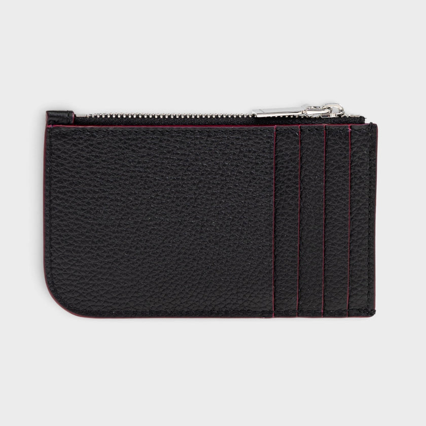 Logo Sling Zip Card Case Leather Black