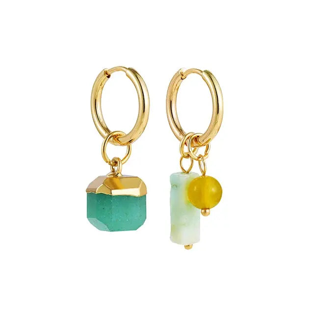Orecchini a cerchio con ciondoli Birdie Mismatch color oro
