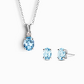 Mini Set 1 - Blauw Topaas Sieradenset van Sterling Zilver