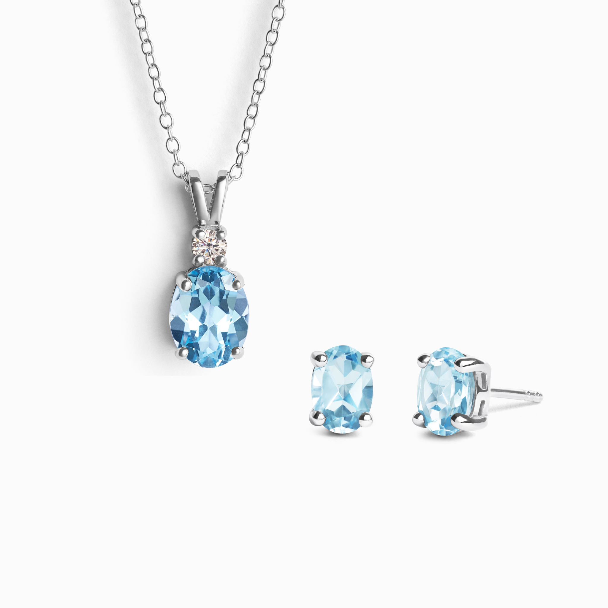 Mini Set 1 - Blauw Topaas Sieradenset van Sterling Zilver