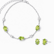 Peridot Bracelet and Earrings Set in Sterling Silver