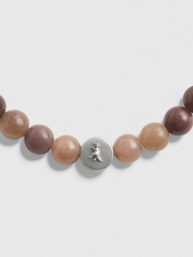 Coach Signature Jade Bead Stretch Bracelet Brown
