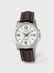 Casio Analogue MTP White Dial Watch Brown