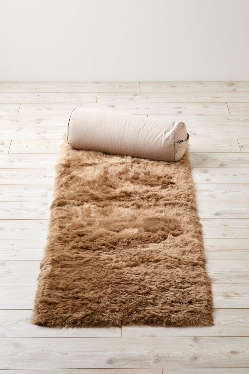 Teddy Bear Brown Shearling Yin Yoga Mat - Naturally beautiful. Free UK next day shipping and gift box.