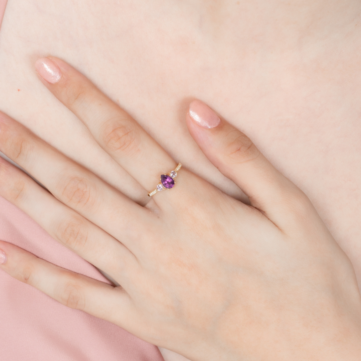 Amethist en Lavendel Amethist Ring in 18k Goud Vermeil