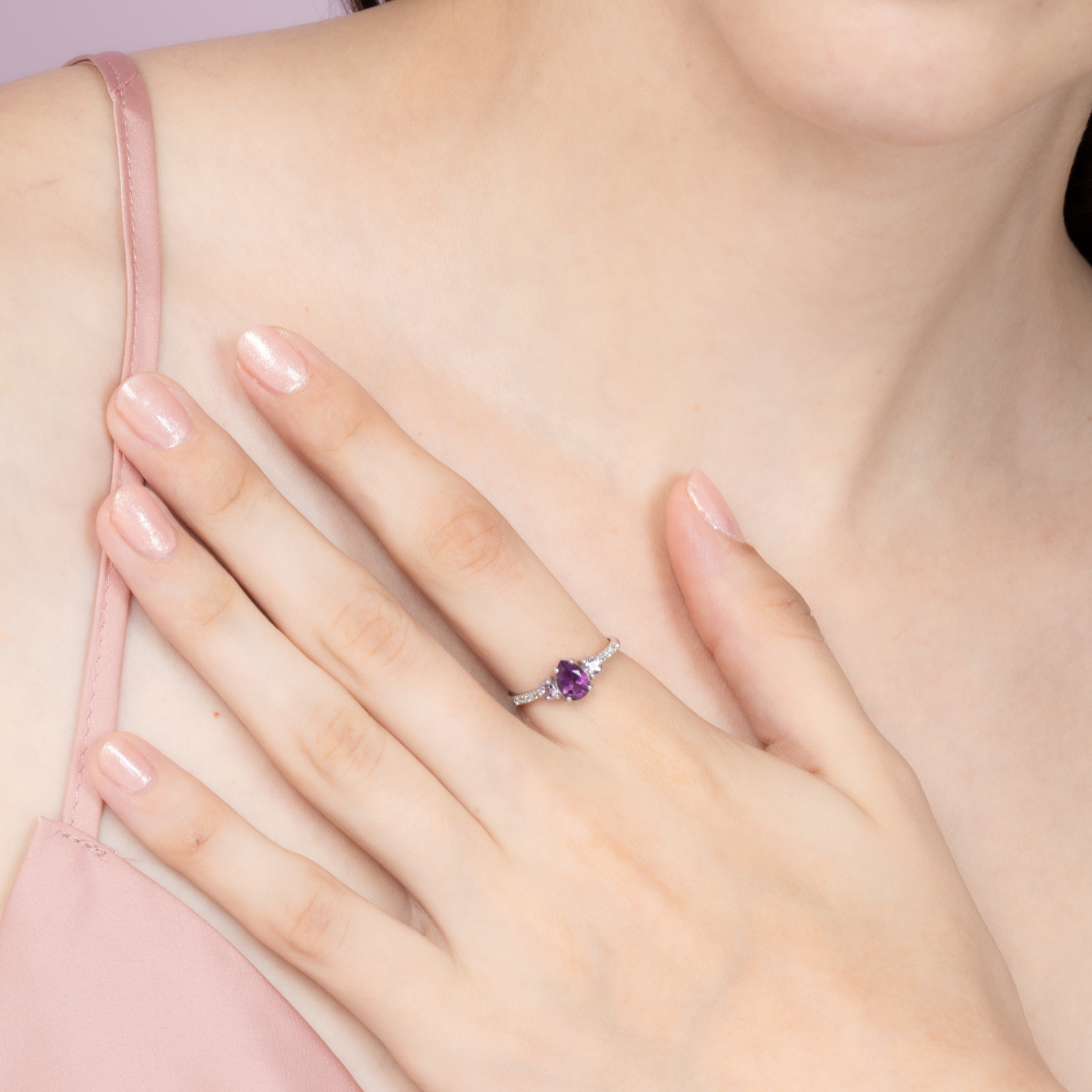 Amethyst and Lavender Amethyst Ring in Sterling Silver