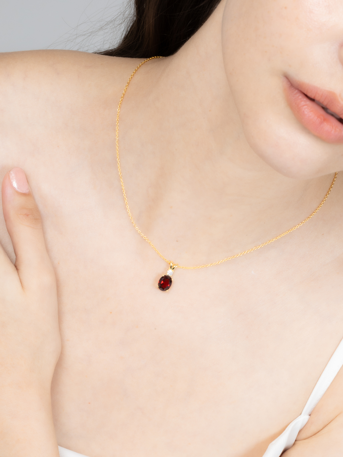 Garnet Necklace and Earrings Set in 18k Gold Vermeil