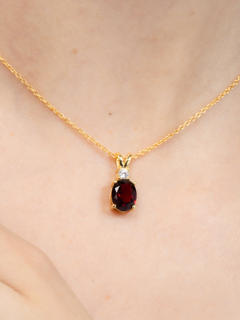 Garnet Necklace and Earrings Set in 18k Gold Vermeil