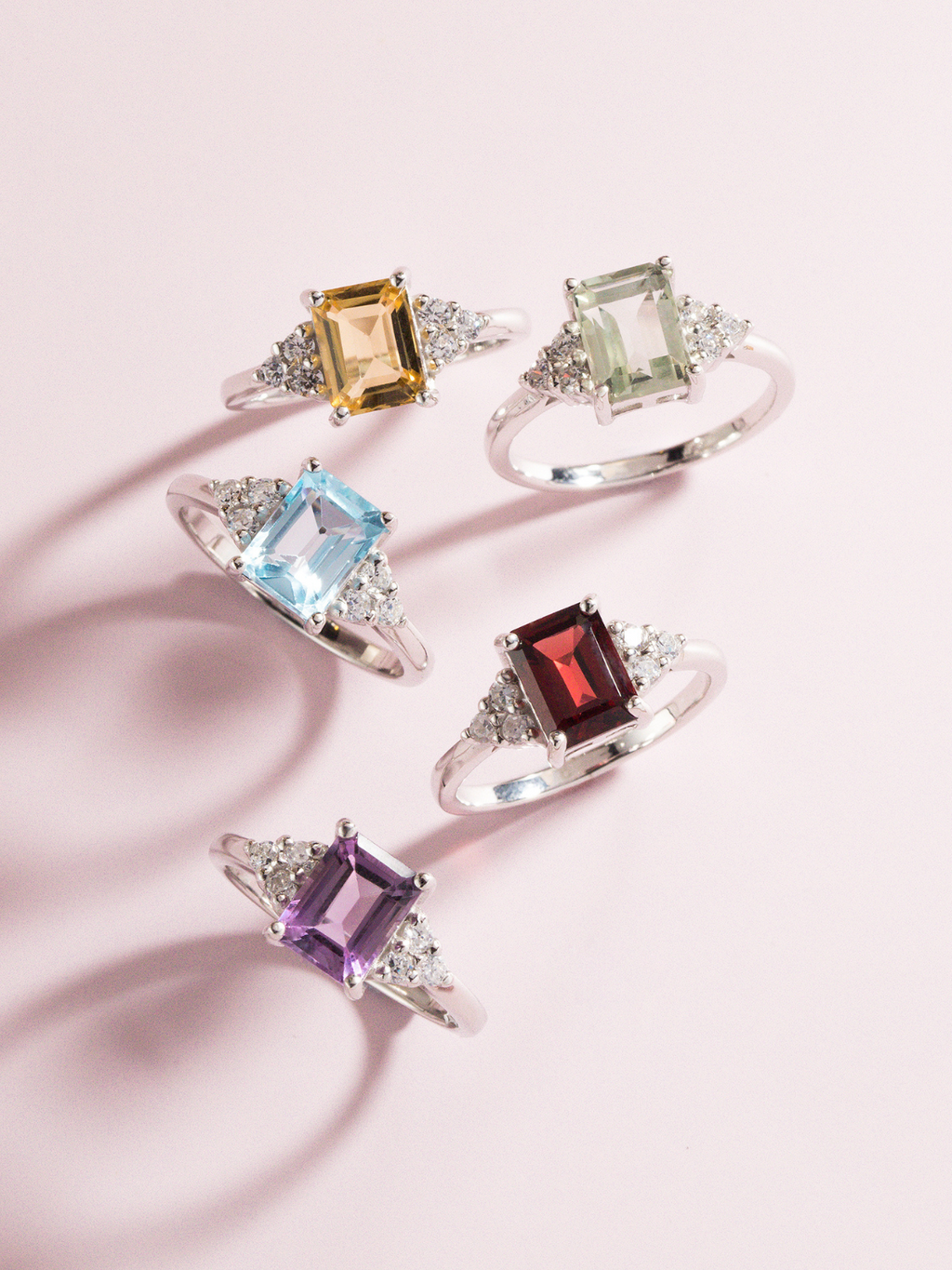Citrine Emerald Cut Ring in Sterling Silver