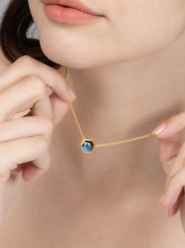 Labradorite Necklace in 18k Gold Vermeil